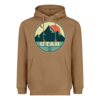 Toasted Coconut utah retro mountain badge Heavyweight Hoodie - linhVisuals