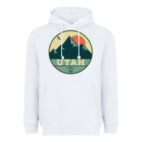 White utah retro mountain badge Heavyweight Hoodie - linhVisuals