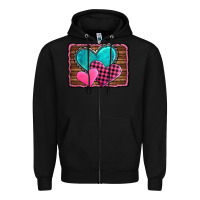 Black valentine's day hearts turquoise heart Zipper Hoodie - AdoDesignShop