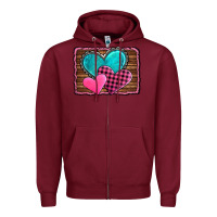 Burgundy valentine's day hearts turquoise heart Zipper Hoodie - AdoDesignShop