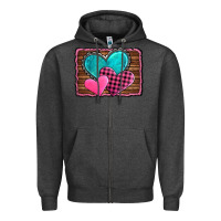 Charcoal Heather valentine's day hearts turquoise heart Zipper Hoodie - AdoDesignShop