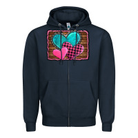 Navy valentine's day hearts turquoise heart Zipper Hoodie - AdoDesignShop