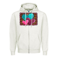 Oatmeal Heather valentine's day hearts turquoise heart Zipper Hoodie - AdoDesignShop