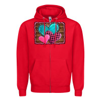 Red valentine's day hearts turquoise heart Zipper Hoodie - AdoDesignShop
