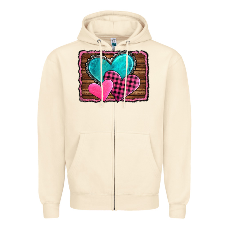 Valentine's Day Hearts Turquoise Heart Zipper Hoodie by AdoDesignShop | Teevron