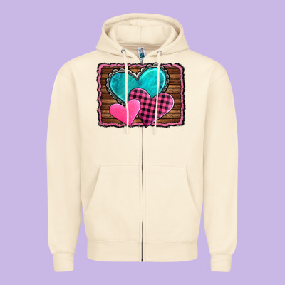 Valentine's Day Hearts Turquoise Heart Zipper Hoodie Designed By Adodesignshop
