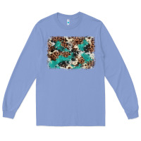 Colony Blue Cowhide Turquoise Glitter Long Sleeve Tee - FaDigitalArtStudio