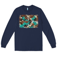 Navy Cowhide Turquoise Glitter Long Sleeve Tee - FaDigitalArtStudio