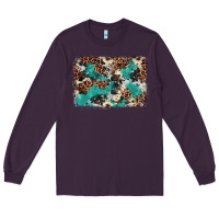 Plum Cowhide Turquoise Glitter Long Sleeve Tee - FaDigitalArtStudio