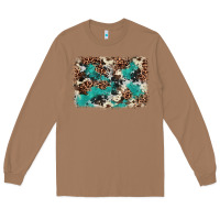 Toasted Coconut Cowhide Turquoise Glitter Long Sleeve Tee - FaDigitalArtStudio