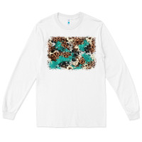 White Cowhide Turquoise Glitter Long Sleeve Tee - FaDigitalArtStudio