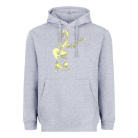 Heather Grey cat playing guitar Heavyweight Hoodie - linhVisuals