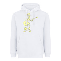 White cat playing guitar Heavyweight Hoodie - linhVisuals