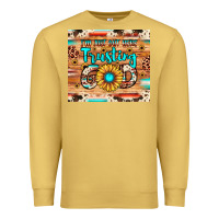 Antique Gold i'm just out here trusting god Premium Sweatshirt - JahusDesignShop