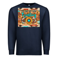 Navy i'm just out here trusting god Premium Sweatshirt - JahusDesignShop