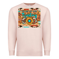Pale Pink i'm just out here trusting god Premium Sweatshirt - JahusDesignShop