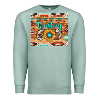 Seafoam i'm just out here trusting god Premium Sweatshirt - JahusDesignShop