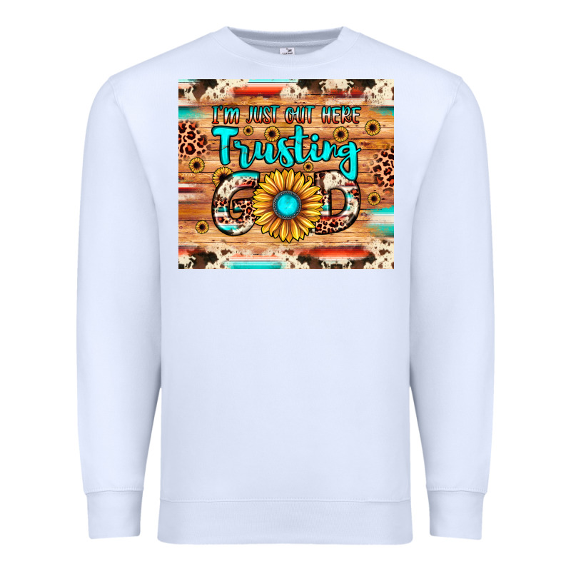 I'm Just Out Here Trusting God Premium Sweatshirt by JahusDesignShop | Teevron