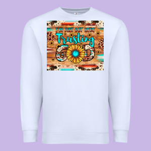 I'm Just Out Here Trusting God Premium Sweatshirt Designed By Jahusdesignshop