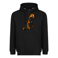 Black Calvin Bill Watterson Heavyweight Hoodie - linhVisuals
