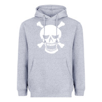 Heather Grey skull crossbones Heavyweight Hoodie - linhVisuals