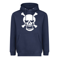 Navy skull crossbones Heavyweight Hoodie - linhVisuals