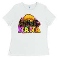 White softball nana Ladies Tee - OliviaCreatesArt
