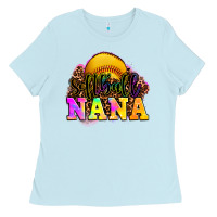 Baby Blue softball nana Ladies Tee - OliviaCreatesArt