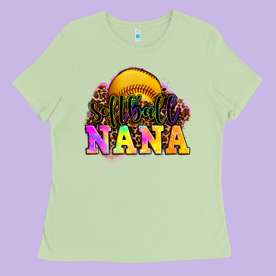 Softball Nana Ladies Tee Designed By Oliviacreatesart