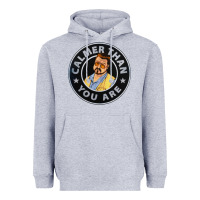 Heather Grey calmer than you are Heavyweight Hoodie - linhVisuals