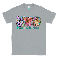 Heather Grey Peace love Easter Day Classic Tee - HowdyJamesFarm