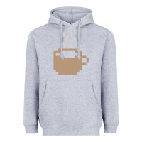 Heather Grey pixel coffee Heavyweight Hoodie - linhVisuals