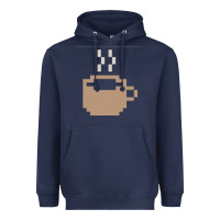 Navy pixel coffee Heavyweight Hoodie - linhVisuals