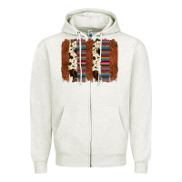 Oatmeal Heather serape cowhide  brushstroke Zipper Hoodie - AdoDesignShop