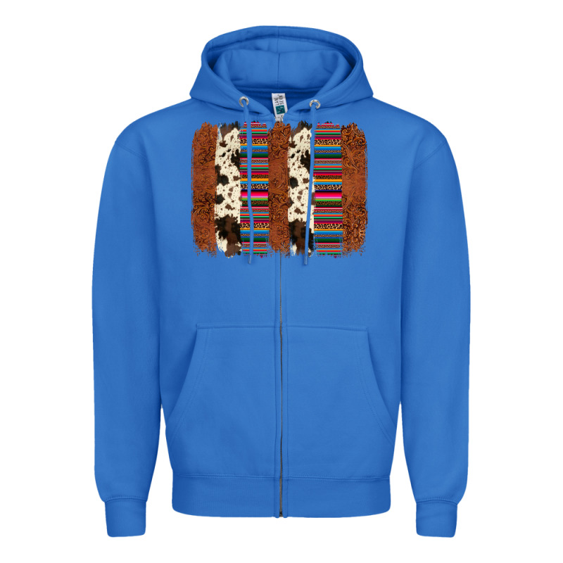 Serape Cowhide  Brushstroke Zipper Hoodie by AdoDesignShop | Teevron