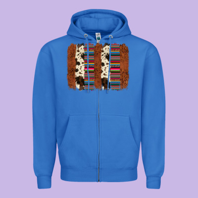 Serape Cowhide  Brushstroke Zipper Hoodie Designed By Adodesignshop