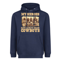 Navy my heroes have always killed cowboys retro Heavyweight Hoodie - linhVisuals