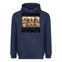 Navy my heroes have always killed cowboys retro Heavyweight Hoodie - linhVisuals