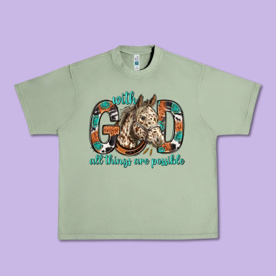 With God All Things Are Possible With Horse Bbs Urban Heavy Tee Designed By Bundleandbundleshop
