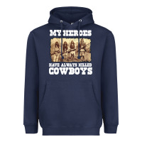 Navy my heroes have always killed cowboys retro Heavyweight Hoodie - linhVisuals