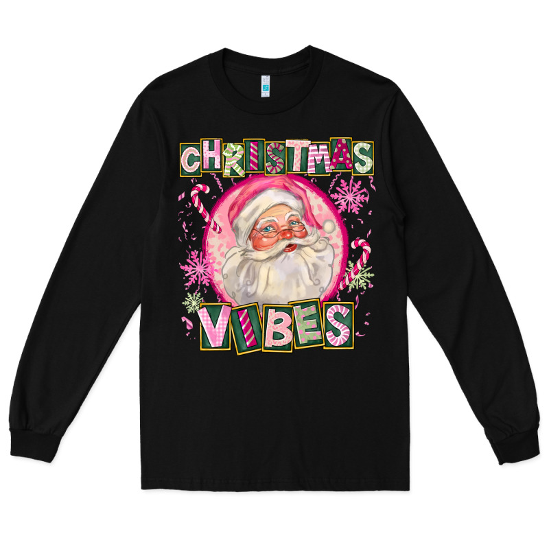 Pink Christmas Vibes Santa Long Sleeve Tee by FaDigitalArtStudio | Teevron