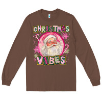 Chestnut Pink Christmas Vibes Santa Long Sleeve Tee - FaDigitalArtStudio