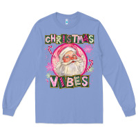 Colony Blue Pink Christmas Vibes Santa Long Sleeve Tee - FaDigitalArtStudio