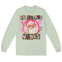 Matcha Pink Christmas Vibes Santa Long Sleeve Tee - FaDigitalArtStudio
