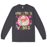 Smoke Pink Christmas Vibes Santa Long Sleeve Tee - FaDigitalArtStudio