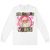 White Pink Christmas Vibes Santa Long Sleeve Tee - FaDigitalArtStudio