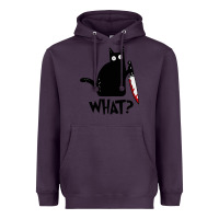Plum Halloween Cat With Knife What Heavyweight Hoodie - linhVisuals