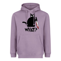 Lavender Halloween Cat With Knife What Heavyweight Hoodie - linhVisuals