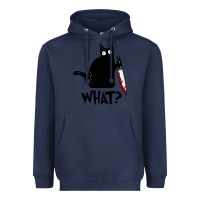 Navy Halloween Cat With Knife What Heavyweight Hoodie - linhVisuals