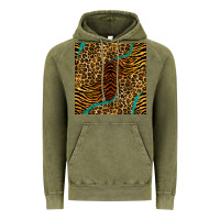 Vintage Olive safari animals turquoise glitter seamless pattern Vintage Hoodie - BundleAndBundleShop